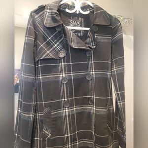 Chic Plaid Peacoat – Size M 🖤